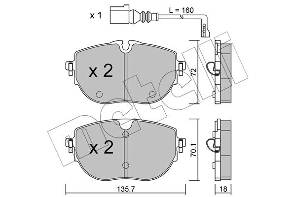 Bremsbelagsatz, Scheibenbremse Vorderachse Metelli 22-1321-0 von Metelli