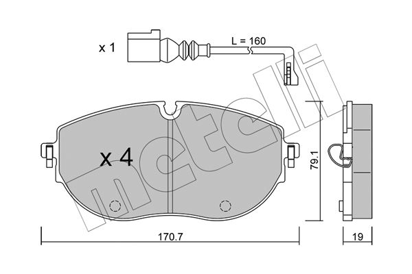 Bremsbelagsatz, Scheibenbremse Vorderachse Metelli 22-1322-0 von Metelli