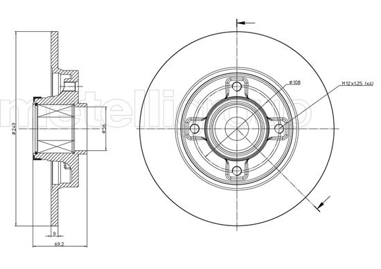 Bremsscheibe Hinterachse Metelli 23-0878 von Metelli