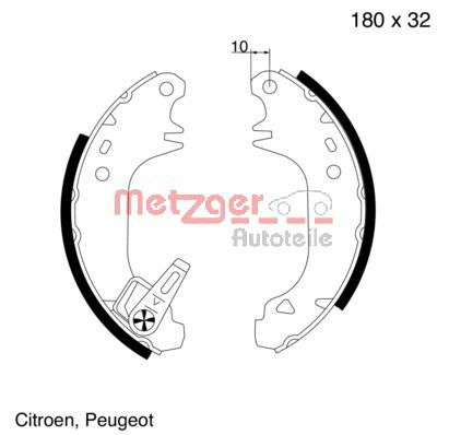 Bremsbackensatz Hinterachse Metzger MG 508 von Metzger