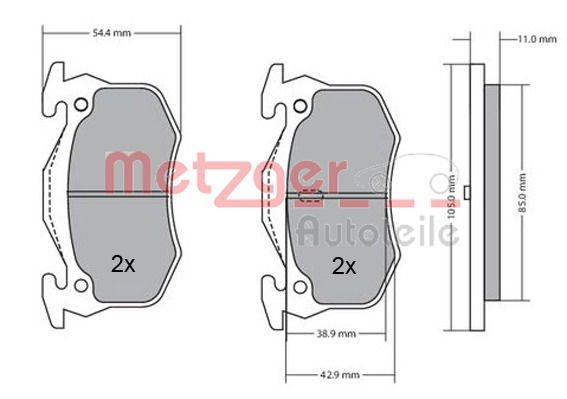 Bremsbelagsatz, Scheibenbremse Hinterachse Metzger 1170050 von Metzger