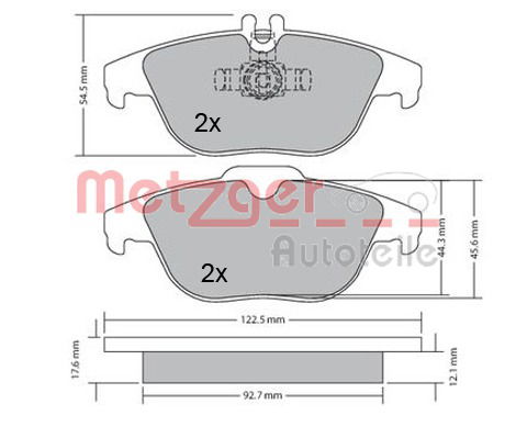 Bremsbelagsatz, Scheibenbremse Hinterachse Metzger 1170132 von Metzger