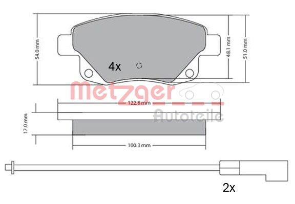 Bremsbelagsatz, Scheibenbremse Hinterachse Metzger 1170138 von Metzger