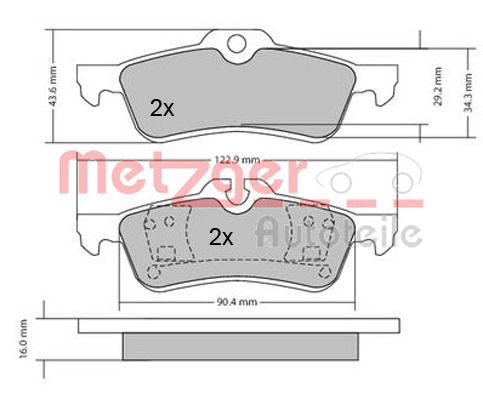 Bremsbelagsatz, Scheibenbremse Hinterachse Metzger 1170154 von Metzger