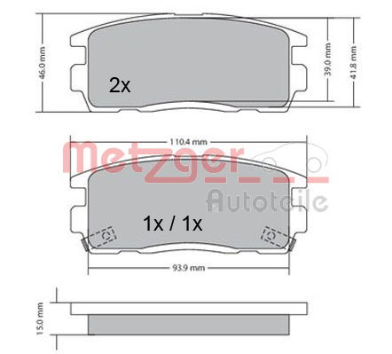 Bremsbelagsatz, Scheibenbremse Hinterachse Metzger 1170256 von Metzger