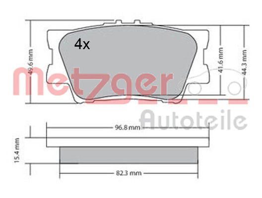 Bremsbelagsatz, Scheibenbremse Hinterachse Metzger 1170313 von Metzger