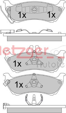 Bremsbelagsatz, Scheibenbremse Hinterachse Metzger 1170339 von Metzger