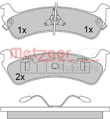 Bremsbelagsatz, Scheibenbremse Hinterachse Metzger 1170434 von Metzger