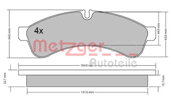 Bremsbelagsatz, Scheibenbremse Hinterachse Metzger 1170544 von Metzger