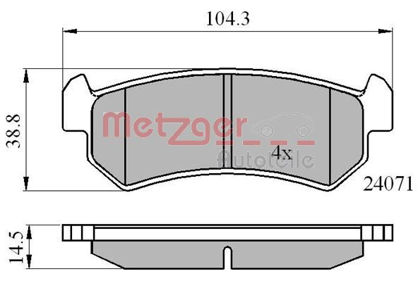 Bremsbelagsatz, Scheibenbremse Hinterachse Metzger 1170869 von Metzger