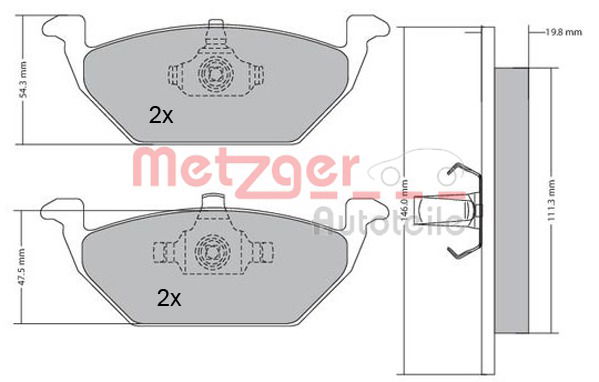 Bremsbelagsatz, Scheibenbremse Vorderachse Metzger 1170027 von Metzger