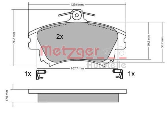 Bremsbelagsatz, Scheibenbremse Vorderachse Metzger 1170032 von Metzger