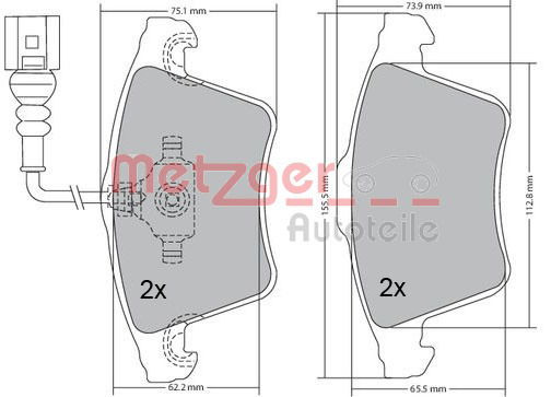 Bremsbelagsatz, Scheibenbremse Vorderachse Metzger 1170068 von Metzger