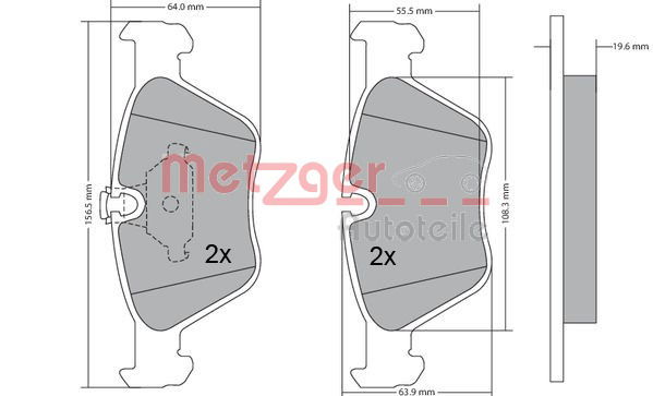 Bremsbelagsatz, Scheibenbremse Vorderachse Metzger 1170086 von Metzger