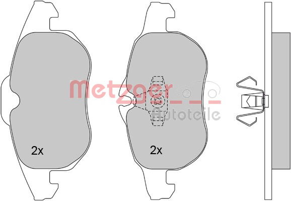 Bremsbelagsatz, Scheibenbremse Vorderachse Metzger 1170100 von Metzger