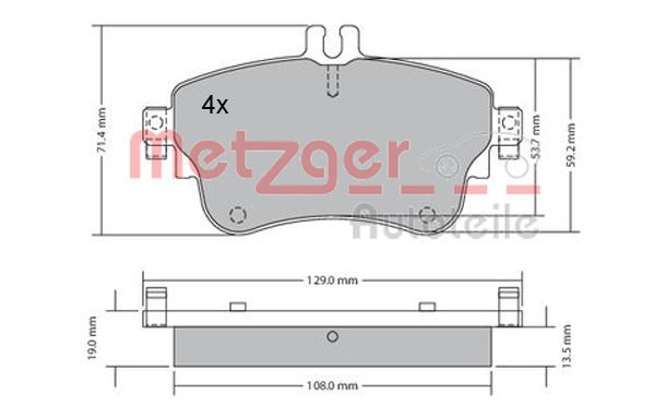 Bremsbelagsatz, Scheibenbremse Vorderachse Metzger 1170149 von Metzger