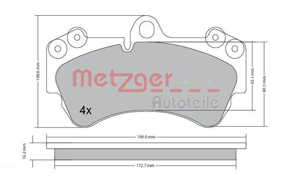 Bremsbelagsatz, Scheibenbremse Vorderachse Metzger 1170242 von Metzger