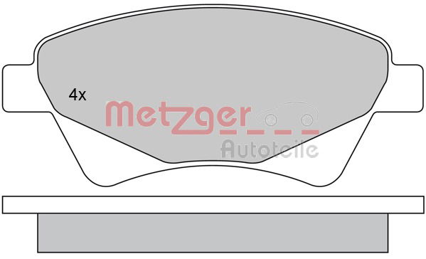 Bremsbelagsatz, Scheibenbremse Vorderachse Metzger 1170255 von Metzger