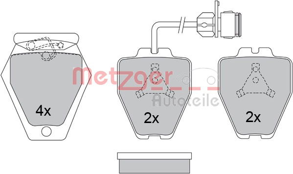 Bremsbelagsatz, Scheibenbremse Vorderachse Metzger 1170280 von Metzger