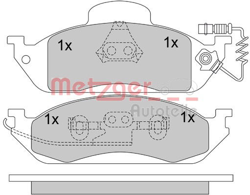 Bremsbelagsatz, Scheibenbremse Vorderachse Metzger 1170281 von Metzger