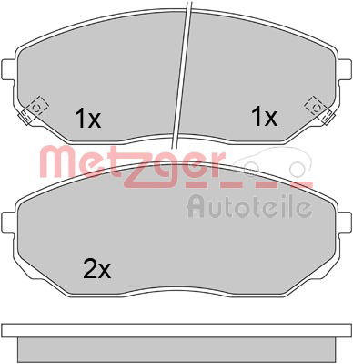 Bremsbelagsatz, Scheibenbremse Vorderachse Metzger 1170297 von Metzger