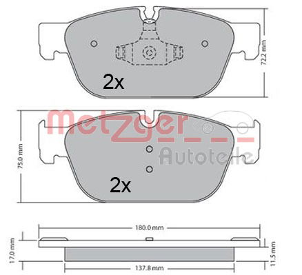 Bremsbelagsatz, Scheibenbremse Vorderachse Metzger 1170619 von Metzger