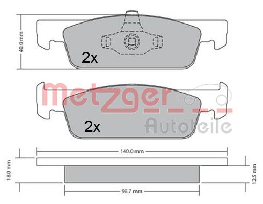 Bremsbelagsatz, Scheibenbremse Vorderachse Metzger 1170621 von Metzger