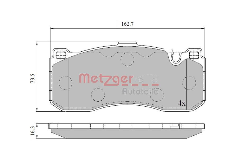 Bremsbelagsatz, Scheibenbremse Vorderachse Metzger 1170830 von Metzger