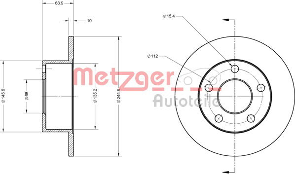 Bremsscheibe Hinterachse Metzger 6110017 von Metzger