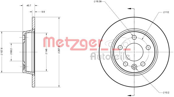 Bremsscheibe Hinterachse Metzger 6110032 von Metzger