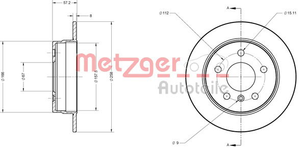 Bremsscheibe Hinterachse Metzger 6110041 von Metzger