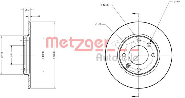 Bremsscheibe Hinterachse Metzger 6110048 von Metzger