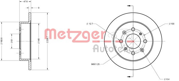 Bremsscheibe Hinterachse Metzger 6110081 von Metzger