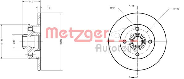 Bremsscheibe Hinterachse Metzger 6110087 von Metzger