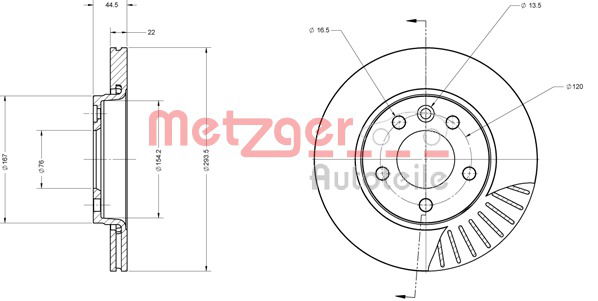 Bremsscheibe Hinterachse Metzger 6110096 von Metzger