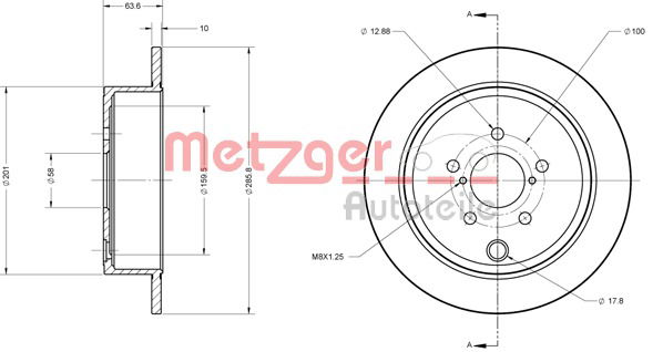 Bremsscheibe Hinterachse Metzger 6110099 von Metzger