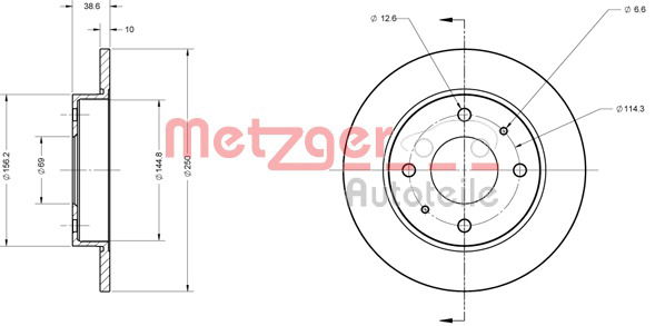 Bremsscheibe Hinterachse Metzger 6110123 von Metzger