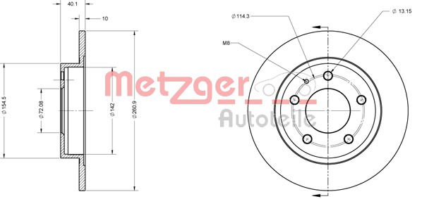 Bremsscheibe Hinterachse Metzger 6110131 von Metzger