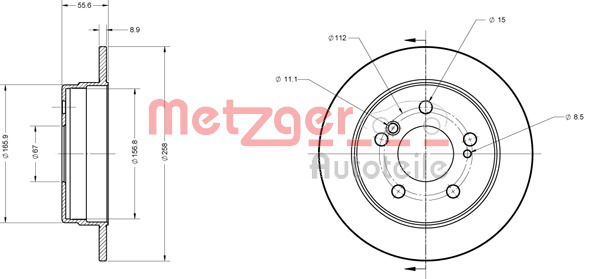 Bremsscheibe Hinterachse Metzger 6110150 von Metzger