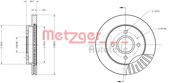 Bremsscheibe Hinterachse Metzger 6110157 von Metzger