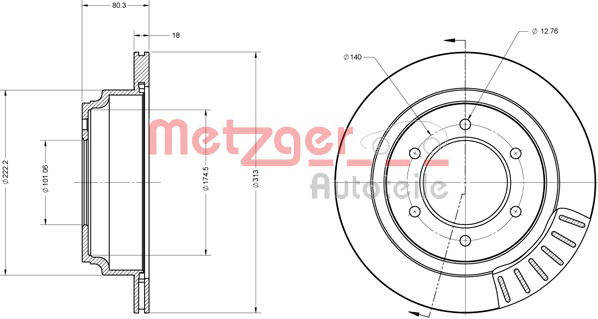 Bremsscheibe Hinterachse Metzger 6110158 von Metzger