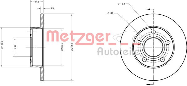 Bremsscheibe Hinterachse Metzger 6110168 von Metzger