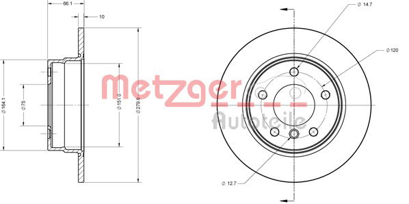 Bremsscheibe Hinterachse Metzger 6110184 von Metzger