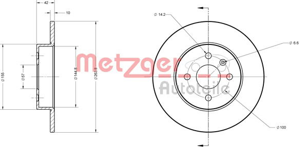 Bremsscheibe Hinterachse Metzger 6110192 von Metzger