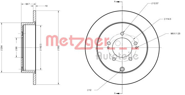 Bremsscheibe Hinterachse Metzger 6110197 von Metzger