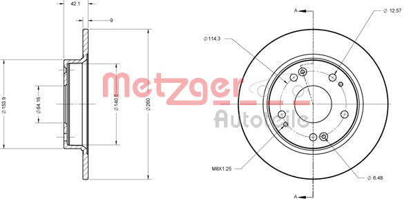 Bremsscheibe Hinterachse Metzger 6110199 von Metzger