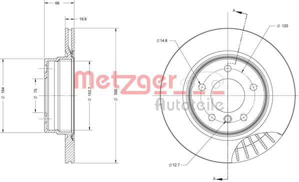 Bremsscheibe Hinterachse Metzger 6110215 von Metzger