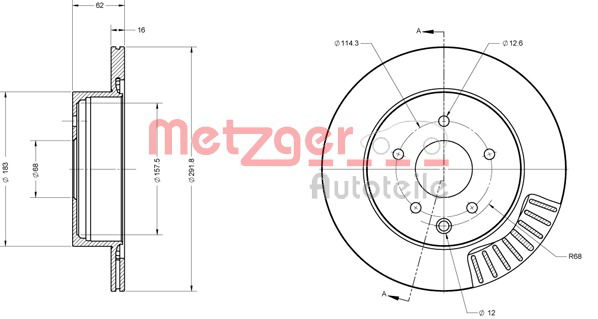 Bremsscheibe Hinterachse Metzger 6110217 von Metzger