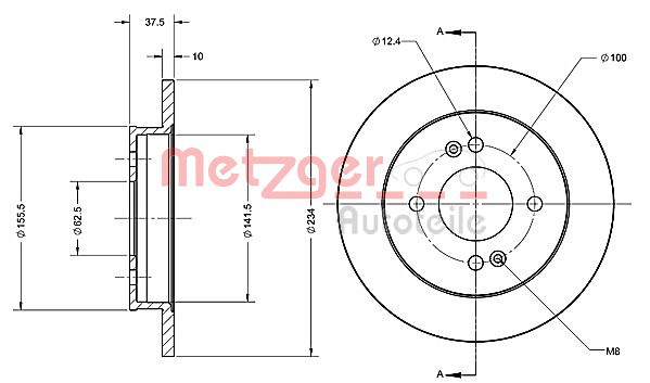 Bremsscheibe Hinterachse Metzger 6110238 von Metzger