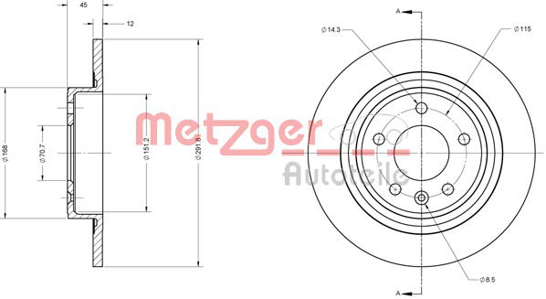 Bremsscheibe Hinterachse Metzger 6110247 von Metzger